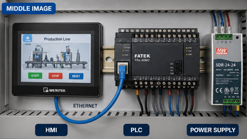 Weintek HMI connected to PLC automation system