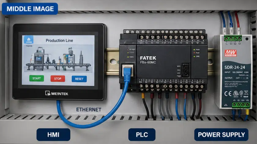 Weintek HMI Connected with PLC System Weintek HMI connected to PLC automation system